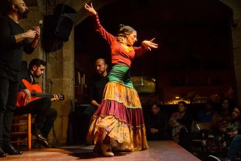 Barcelona: Private Tapas & Wine with Flamenco Show Old Town - Tapas and wine in two bars: pintxos, seafood, and drinks that keep the evening moving