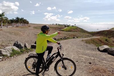 Electric Bike Panoramic South Coast Tour Optional Fishing Tapas - Maspalomas promenade and the dunes at Paseo Costa Canaria