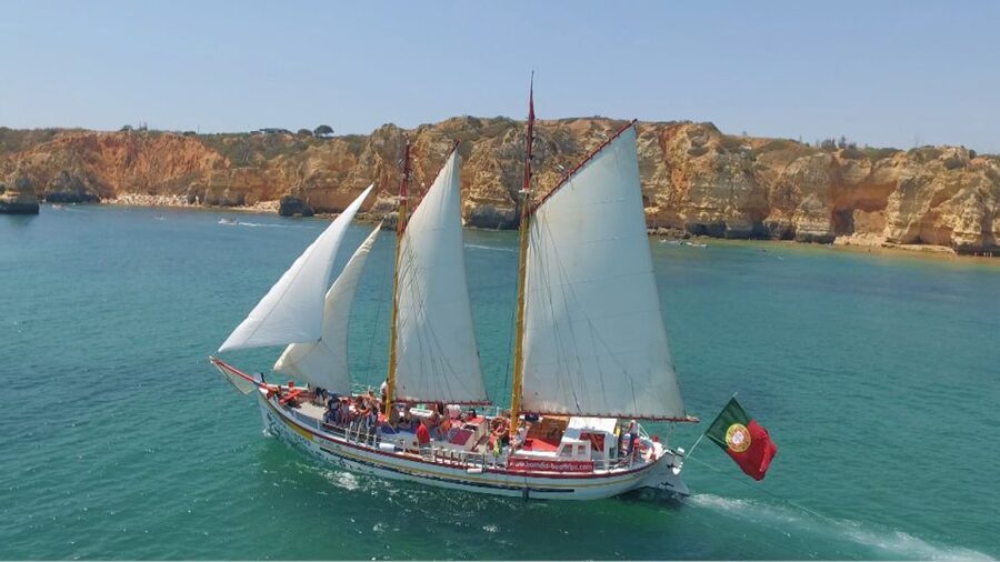 Lagos: Ponta Piedade Sail & Caves Cruise w/Portuguese Tapas - Swim, Sunbathe, and Jump-In Time (If Conditions Allow)
